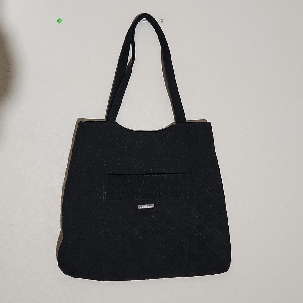 Vera Bradley Purse Tote Quilted Black Yellow
